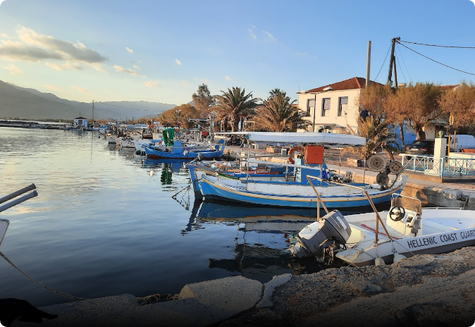Kalloni salt lagoon with flamingos, Lesvos